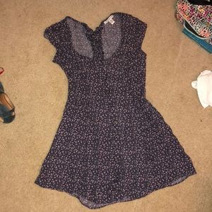 Purple floral short sleeve dress